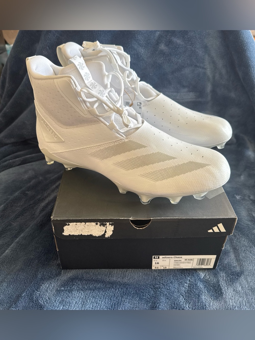 New Mens Adidas Adizero Chaos Size 16 High White Lineman Football Cleats ID9104